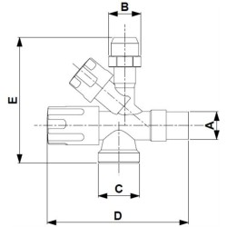 ZAWÓR KĄT. 1/2 X 3/8 X 3/4 KOMBI KFA