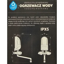 PRZEPŁYWOWY OGRZ. DAFI 5,5KW NADUM. CHROM
