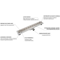 ODPŁYW LINIOWY 90 Z KOŁN. WAVE DECOR