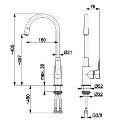 BATERIA ZLEW. ST. RUMBA ELAST. WYL. CHR/CZARNA