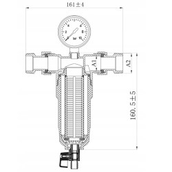 FILTR DO WODY MECHANICZNY 3/4" Z MANOM. I ZAW. SPUSTOWYM
