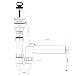 SYFON ZLEW. 1K. 6/4" X 50 Z PODŁ. ZMYW.